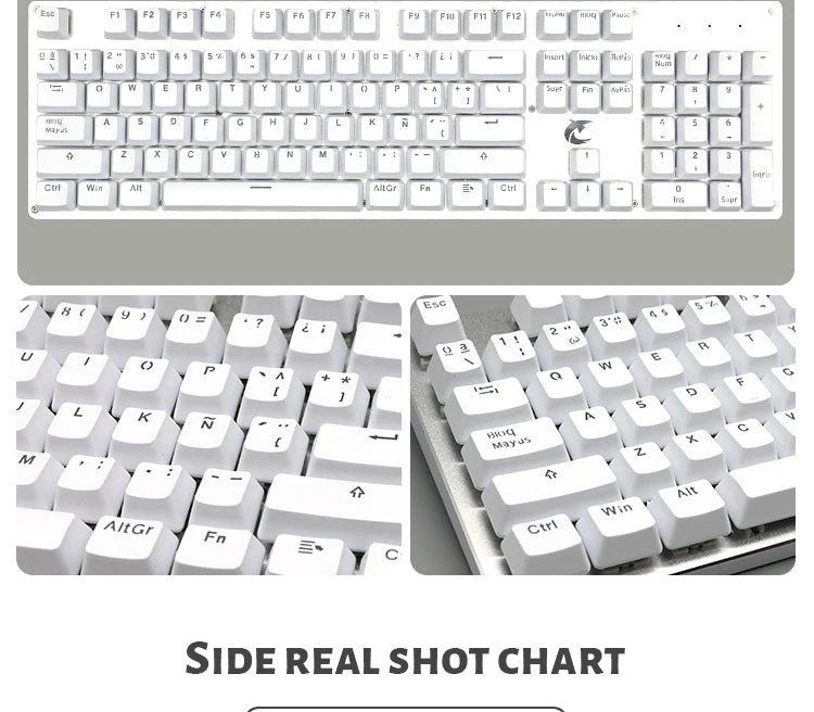 104 Tasten Koreanische, französische, russische, spanische und deutsche hintergrundbeleuchtete Tastenkappen für mechanische Tastaturen mit MX-Switches, OEM-Profil, ABS-Keycaps, DIY