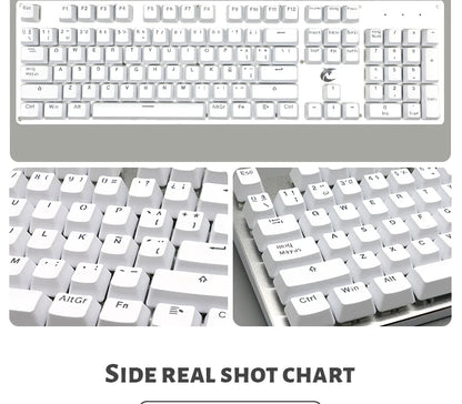 104 Tasten Koreanische, französische, russische, spanische und deutsche hintergrundbeleuchtete Tastenkappen für mechanische Tastaturen mit MX-Switches, OEM-Profil, ABS-Keycaps, DIY