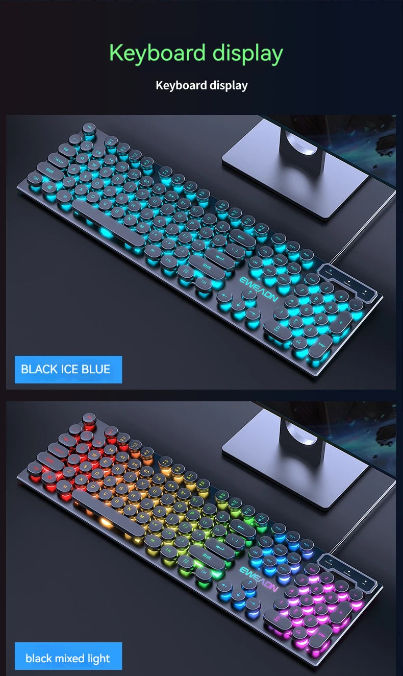 EWEADN GX330 Gaming Keyboard Wired, LED Backlit, Office silent keyboard full size, Ergonomic , Gaming, office, Windows/Laptop/PC