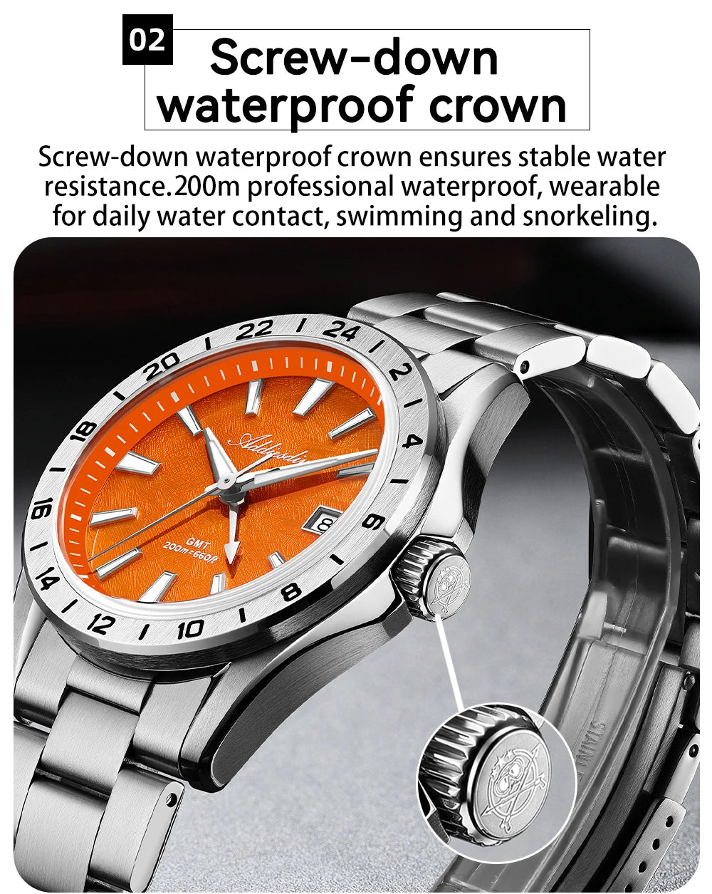 ADDIESDIVE GMT Men Quartz Watch Sapphire Crystal Swiss Ronda 515-24H Dual Time BGW9 Super Luminous 20Bar Waterproof Diver Watch