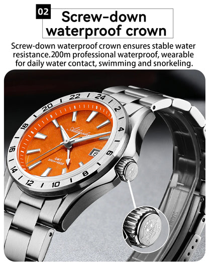 ADDIESDIVE GMT Men Quartz Watch Sapphire Crystal Swiss Ronda 515-24H Dual Time BGW9 Super Luminous 20Bar Waterproof Diver Watch