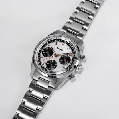 Sugess Mens Watch 38mm Chronograph Mechanical Wristwatches Tianjin Gooseneck Movement Sapphire Crystal Roulette Dial S465 new