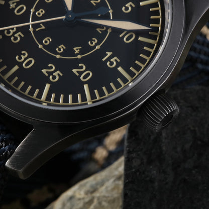 【Escapement Time】VH31 Quartz Movement Pilot Watch with Type-A or Type-B do the old black 38mm Case Waterproof 100M Sapphire