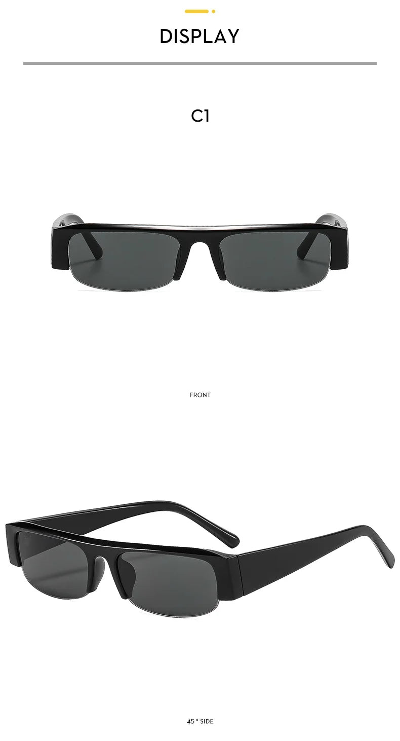 vintage small rectangle half frame black sunglasses for new fashion leopard gradient sun glasses ladies trendy driving eyewear