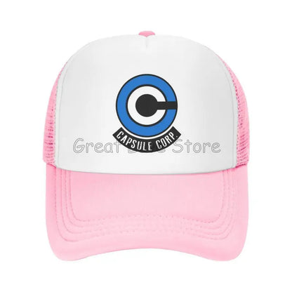 „Capsule Corp“ tinklinės beisbolo kepurės, unisex, hip-hop stiliaus „trucker“ kepurės, anime DBZ stiliaus „dad hat“ kepurės, reguliuojamos lenktyninės kepurės, vasarinės „trucker“ kepurės su užsegimu