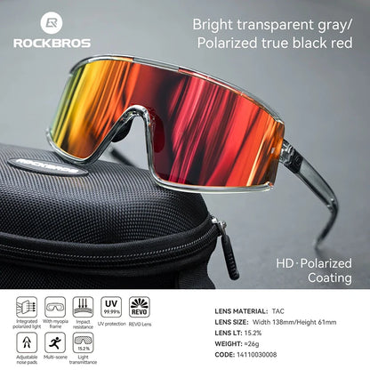 ROCKBROS Cycling Glasses Polarized Photochromic Anti-Fog Sunglasess Windproof Goggles Sport MTB Road Bike Shades