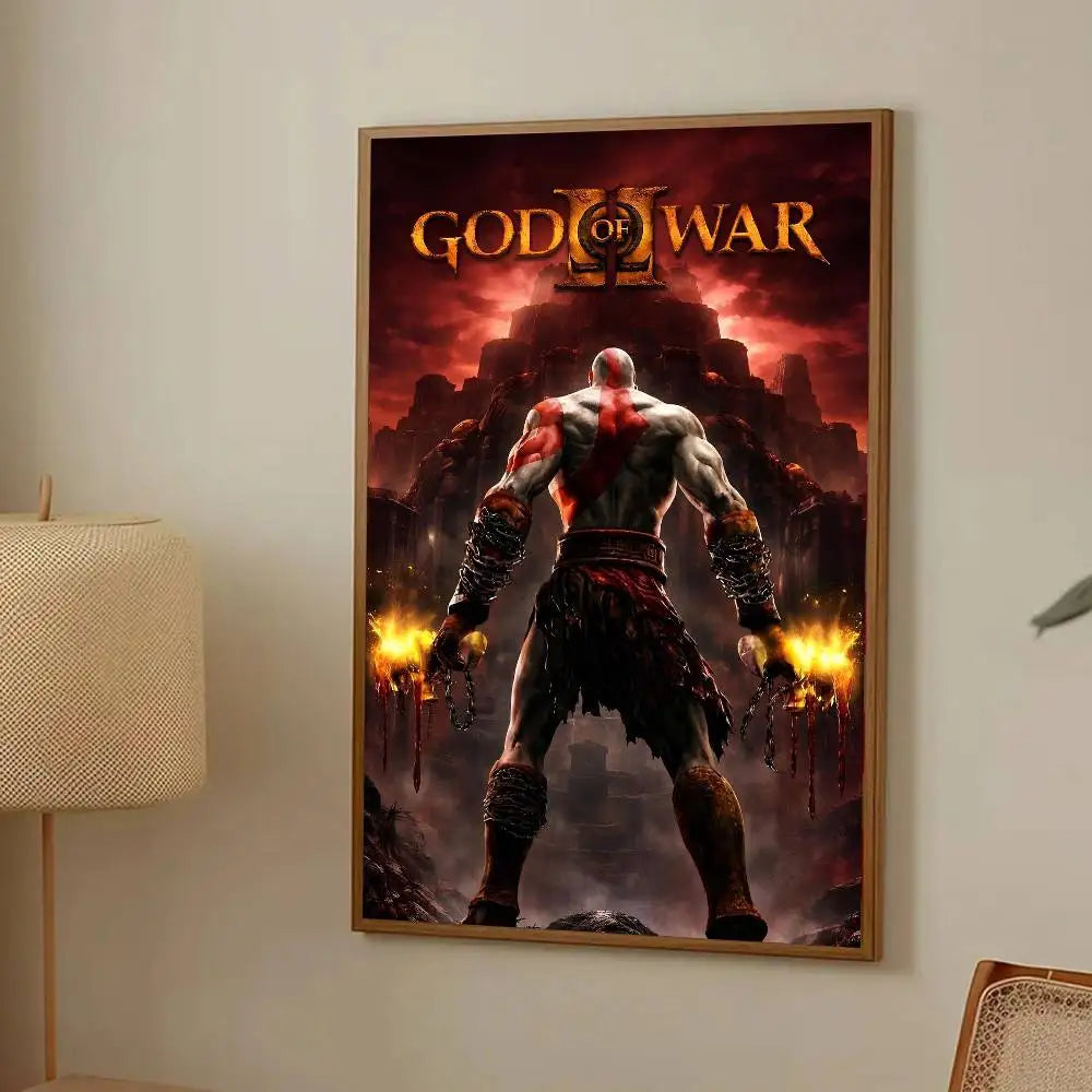 Game G-God Of War Poster Self-adhesive Art Room Entrance Restaurant Wall Decor Art Painting