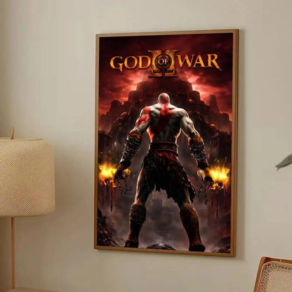 Game G-God Of War Poster Self-adhesive Art Room Entrance Restaurant Wall Decor Art Painting