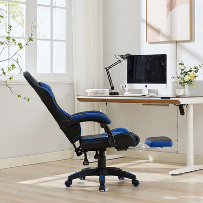 Ergonomic Rotating Gaming Chair, 360° Reclining Office Chair, Pivoting, Height-Adjustable, Footrest, Headrest