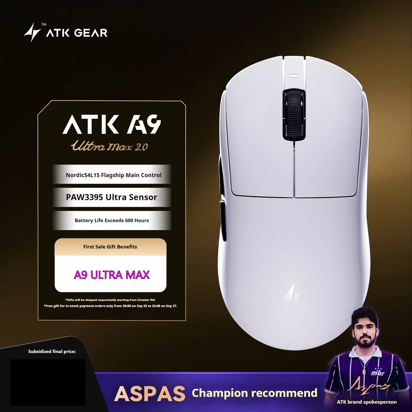 ATK A9 Plus Gaming-Maus kabellos A9/A9 SE/A9 Pro Tri-Mode 8K Gaming-Maus leicht A9 Ultimate E-Sports PC-Geschenk individuell angepasst