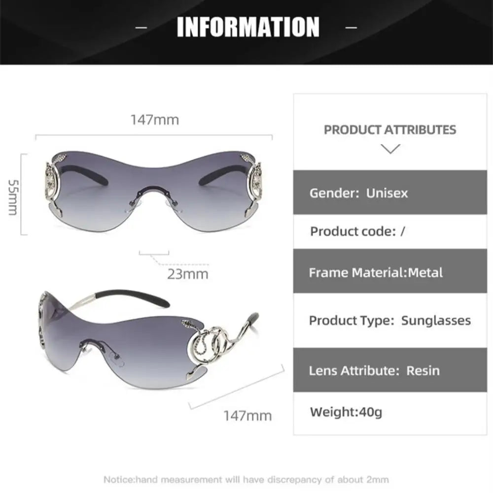 KLASSNUM Y2K Vintage Women's Luxury Sunglasses Gradient SunGlasses Men Rimless Pilot Goggles Uv400 Unisex Glasse for Spicy Girl