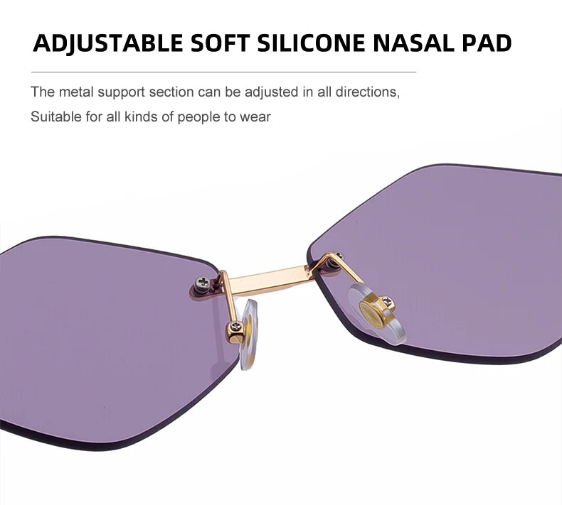 Rimless Polygon Sunglasses Women 2026 Luxury Brand Fashion Retro Sun Glasses Punk Hexagon Eyewear For Lady UV400 Outdoor Shades