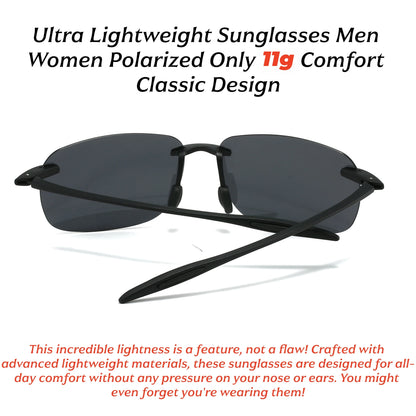 Ultra Light 11g TR90 Frameless Polarized Sunglasses - Flexible & Comfort Fit, Square Shape for Driving, Fishing, Outdoor