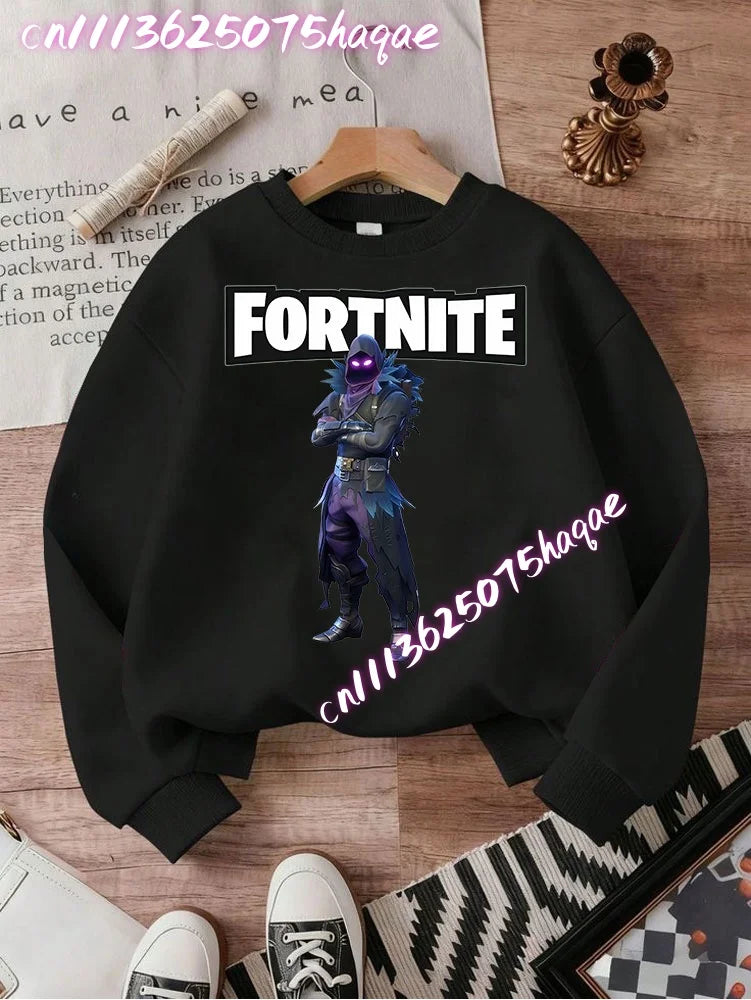 Sweatshirt pullover FORTNITED de manga comprida para criança, estilo streetwear para menina, menino e bebé, top de moda anime infantil, presente