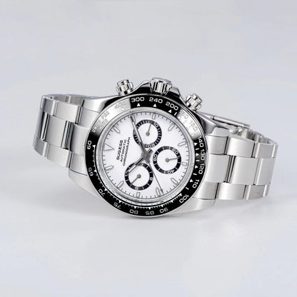 Sugess Diving Mens Watch Panda Automatic Mechanical Chronograph Peacock SL4801 Movement Wristwatch Waterproof Ceramic Bezel New