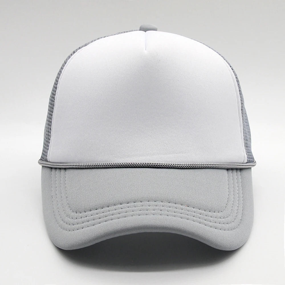 5 panel Trucker Caps Men Women Plain Blank Foam Mesh Baseball Cap With Rope Summer Breathable Outdoor Sport Sun Visor Hats