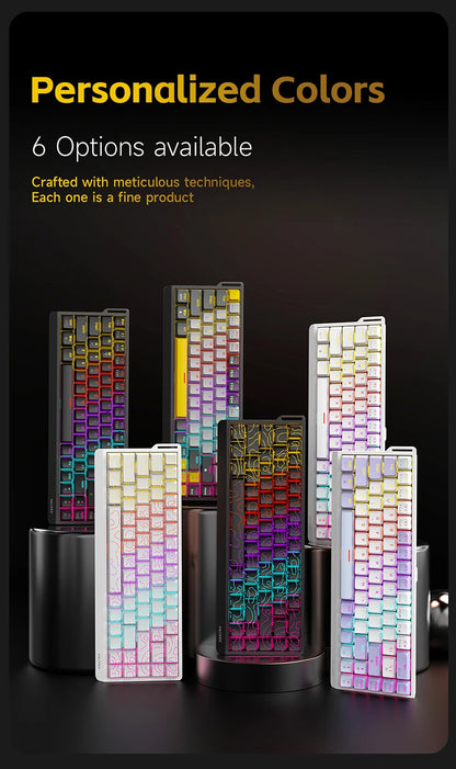 AJAZZ NK68 V2 Wired Mechanical Keyboard Plug and Play 65% Layout Design Sleeve Hot 68-Key Keyboard Colorful Backlight for PC