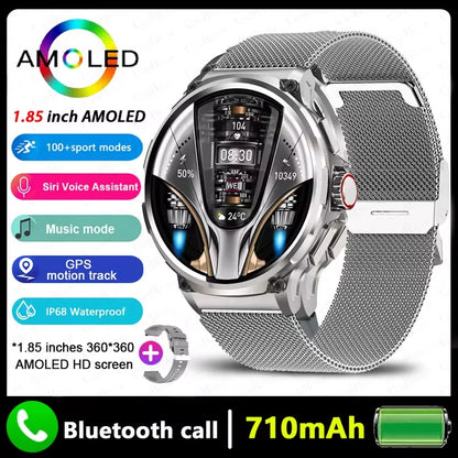2026 New GPS Track Smart Watch Men 1.85-Inch HD AMOLED Screen 710 Mah Battery Sport Bluetooth Call Smartwatch For Android IOS