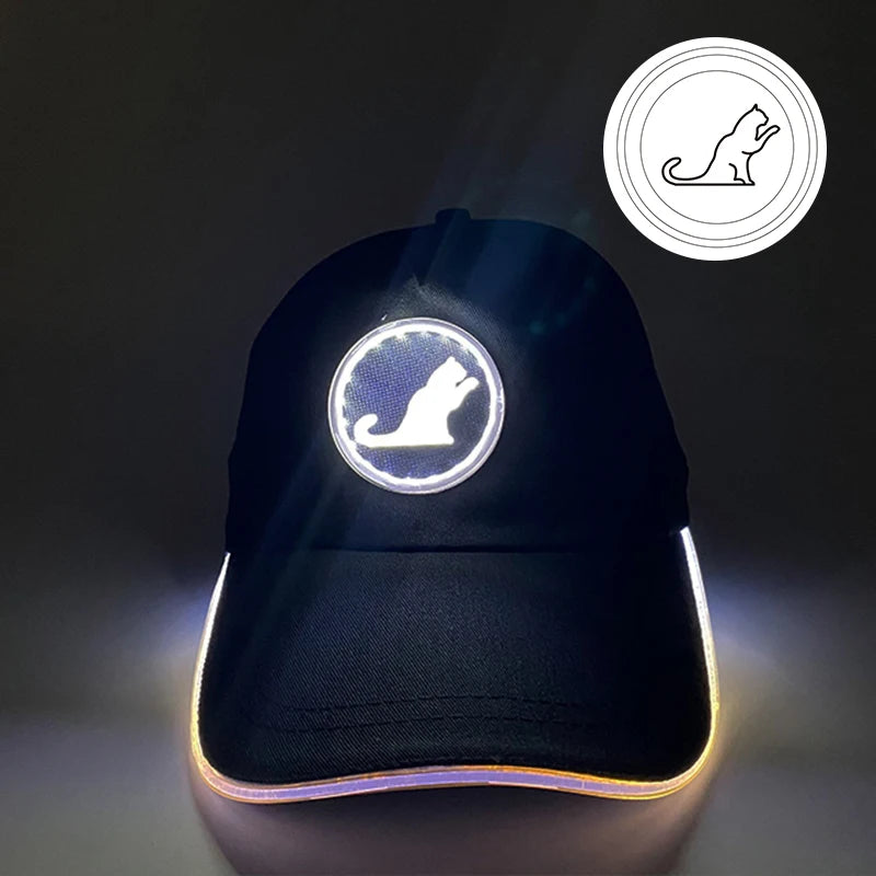 Gorra de béisbol luminosa LED de moda, gorra hip hop iluminada para bar y club, gorra fluorescente para hombre y mujer, accesorios para DJ, baile y disfraces