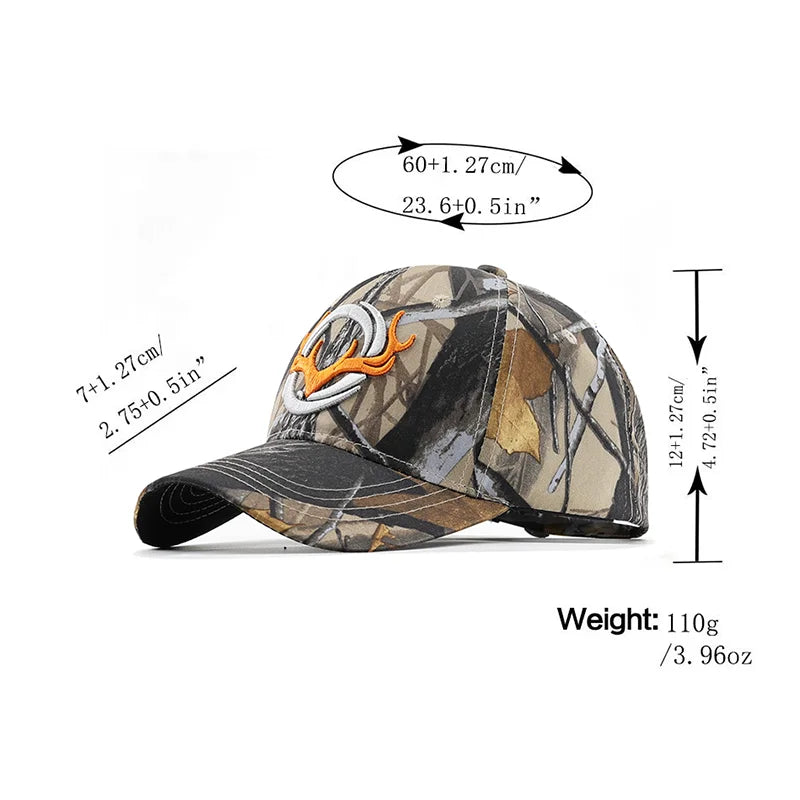 Antler Element Camouflage Baseball Cap, With Embroidery, Unlock New Experience of Outdoor Trendy Outfit