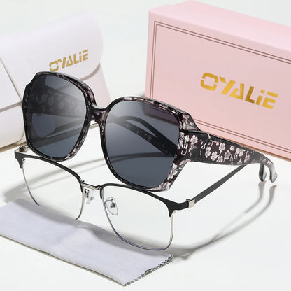 Oyalie Oversized Patterned Frame Sunglasses, a Pair of Glasses Specifically Designed for People with Nearsightedness, That Can Be Worn Directly over Prescription Glasses, Perfectly Solving the Problem of Nearsighted People We