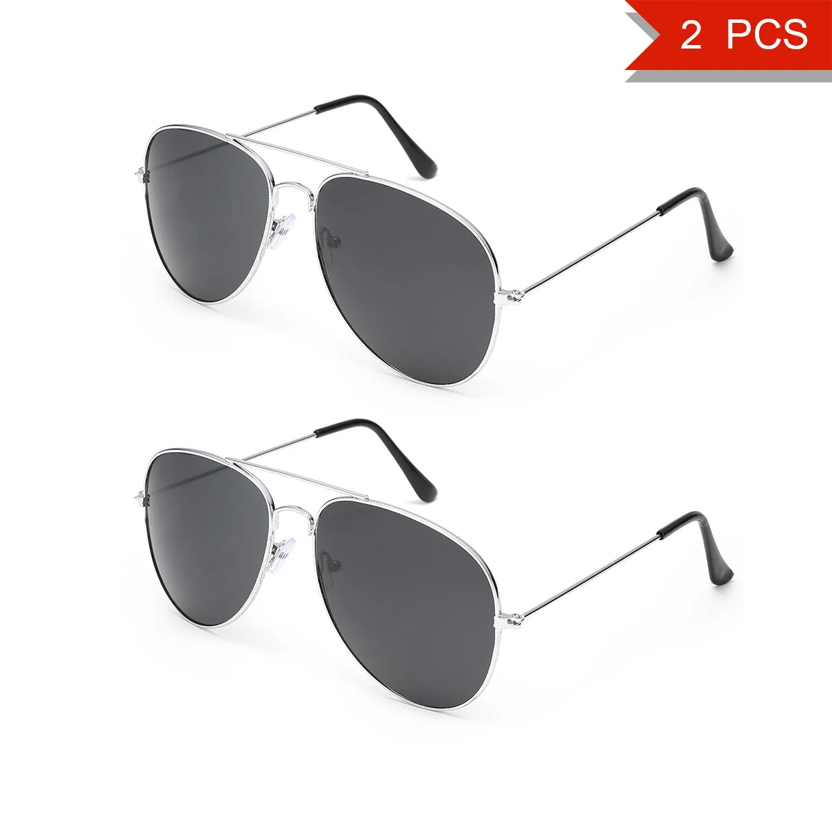 2 PCS Classic Aviator Sunglasses Gold Metal Frame UV100 Protection Trendy Eyewear For Men Women Daily Driving Outdoor Activities