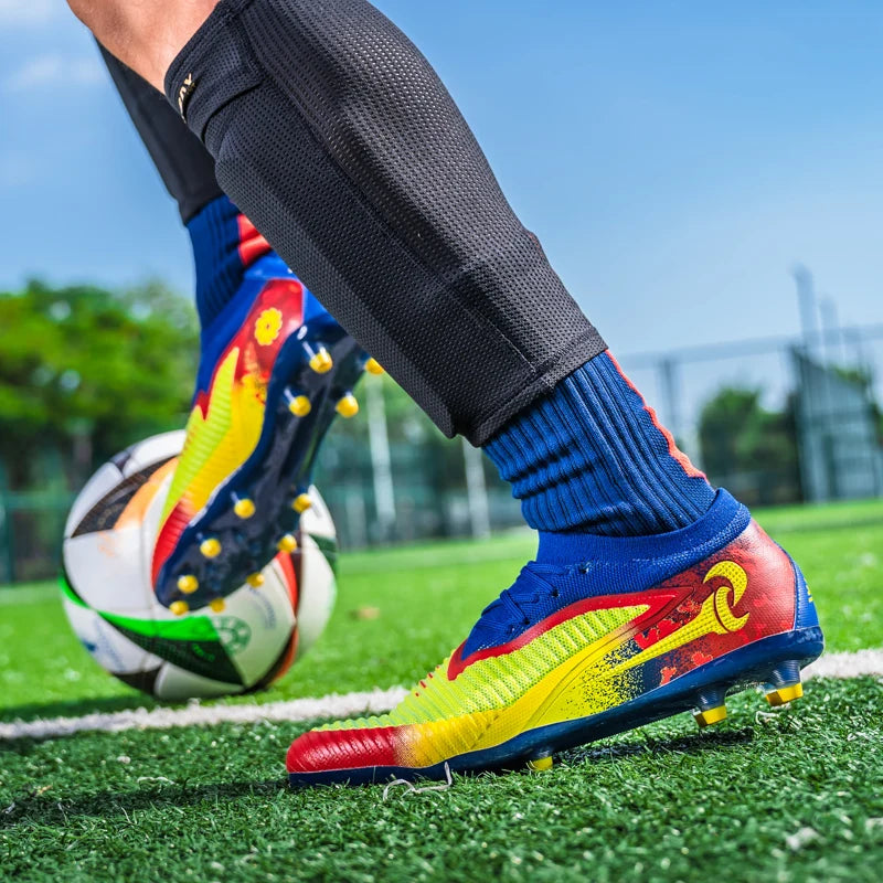 Nouvelles chaussures de football pour hommes, crampons longs antidérapants et respirants pour le sport en extérieur, idéales pour l'entraînement et les matchs, confortables pour adultes