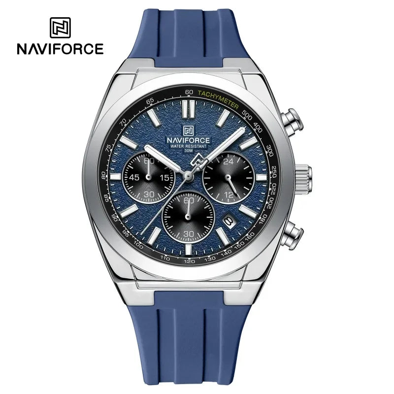 Ceas de mână pentru bărbați NAVIFORCE – Stil luxos și sportiv, mecanism cu cuarț, afișaj 24 de ore, fereastră pentru dată, cronograf, rezistent la apă – Idei de cadouri pentru bărbați