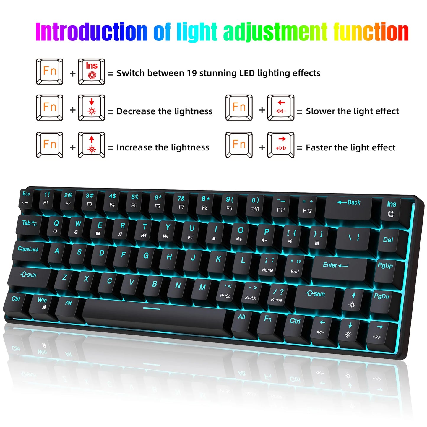 Mechanical keyboard gaming 60% USB white keys Keyboards gamer mini Ergonomic Computer keyborad Backlit Musica teclado pc