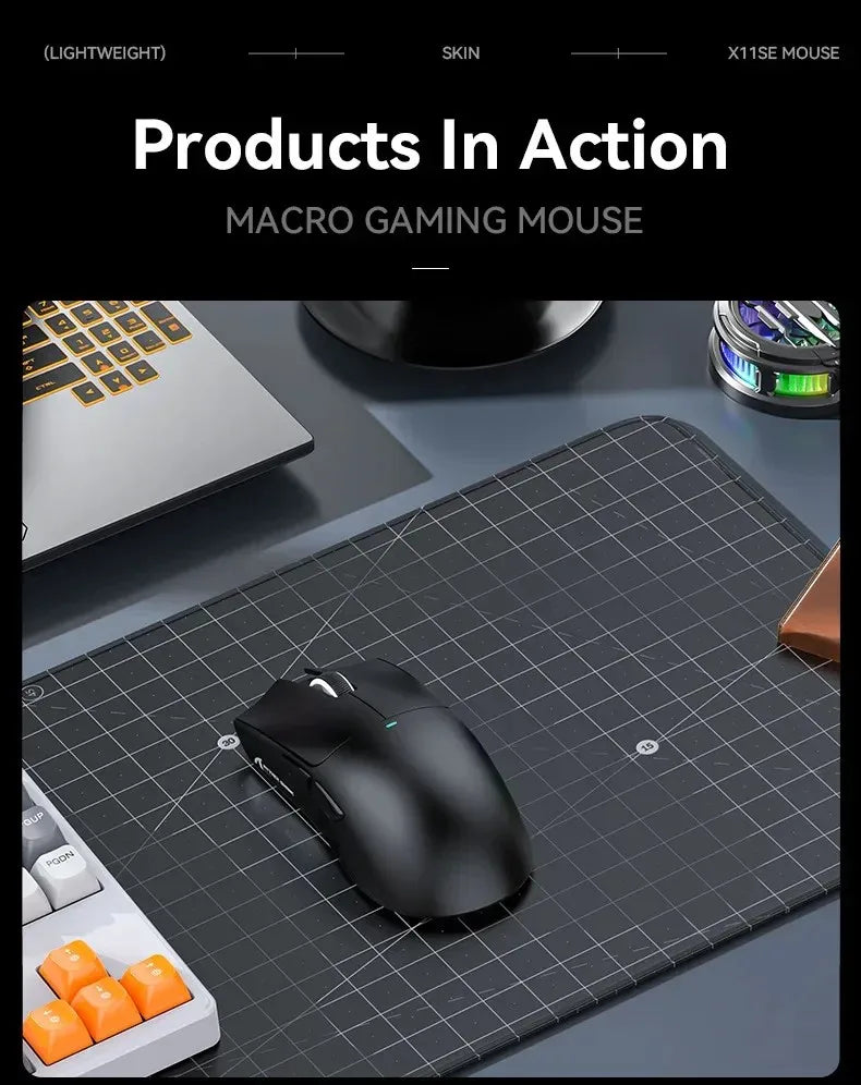 Ratón gaming inalámbrico ultraligero ATTACK SHARK X11SE, vida útil de 20 millones de clics, PAW3311 Gaming, 22KDPI, 400IPS, 40G, 1KHz, 65 horas, 30mAH