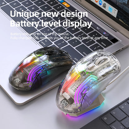 Attack Shark X2PRO Bluetooth Mouse, Tri-Mode , RGB Lights, Magnetic Charging ,Transparent, Battery Indicator, Computer Phone