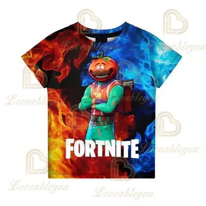 Battle Royale T-shirt Fortnite T-shirt Victory Cartoon Tops Teen Clothes Kids Hero Game Fortress Night 3D Boys Girls T-shirt