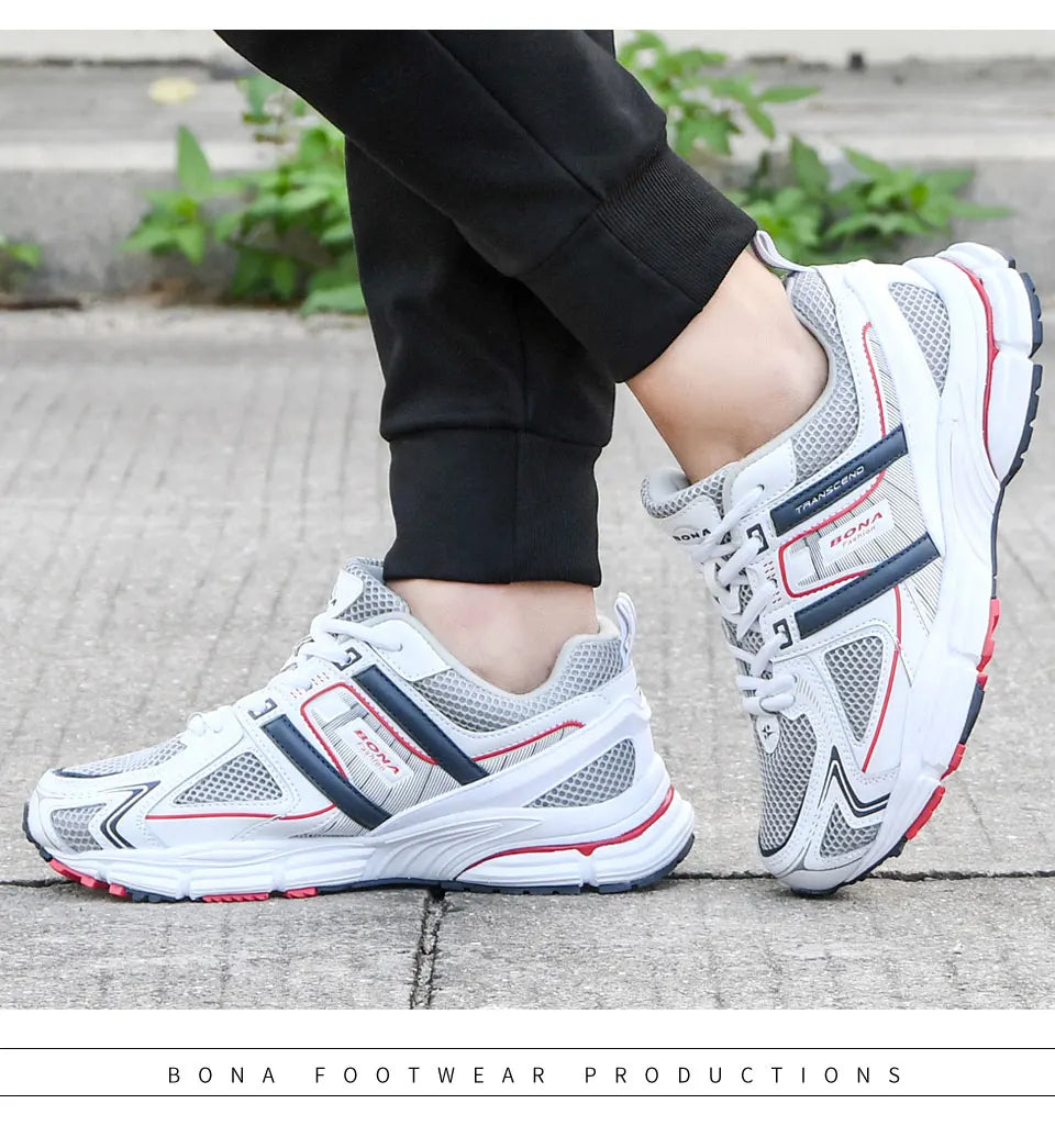 BONA 2023 New Designers Light Running Jogging Mesh Shoes Breathable Comfortable Men Sneakers Casual Outdoor Sport Shoes Man Mesh