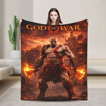 Super Soft Blanket Travel Office God of War Game Gamers Kratos Throw Blanket  Flannel Bedspread For Outdoor Sofa Bed Cover