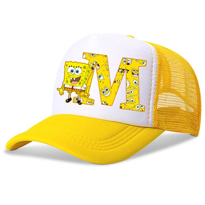 New Spongebob Children Baseball Caps Kawaii Cartoon Letter Printed Hat Kids Casual Sun Hat Adjustable Peaked Cap Birthday Gifts