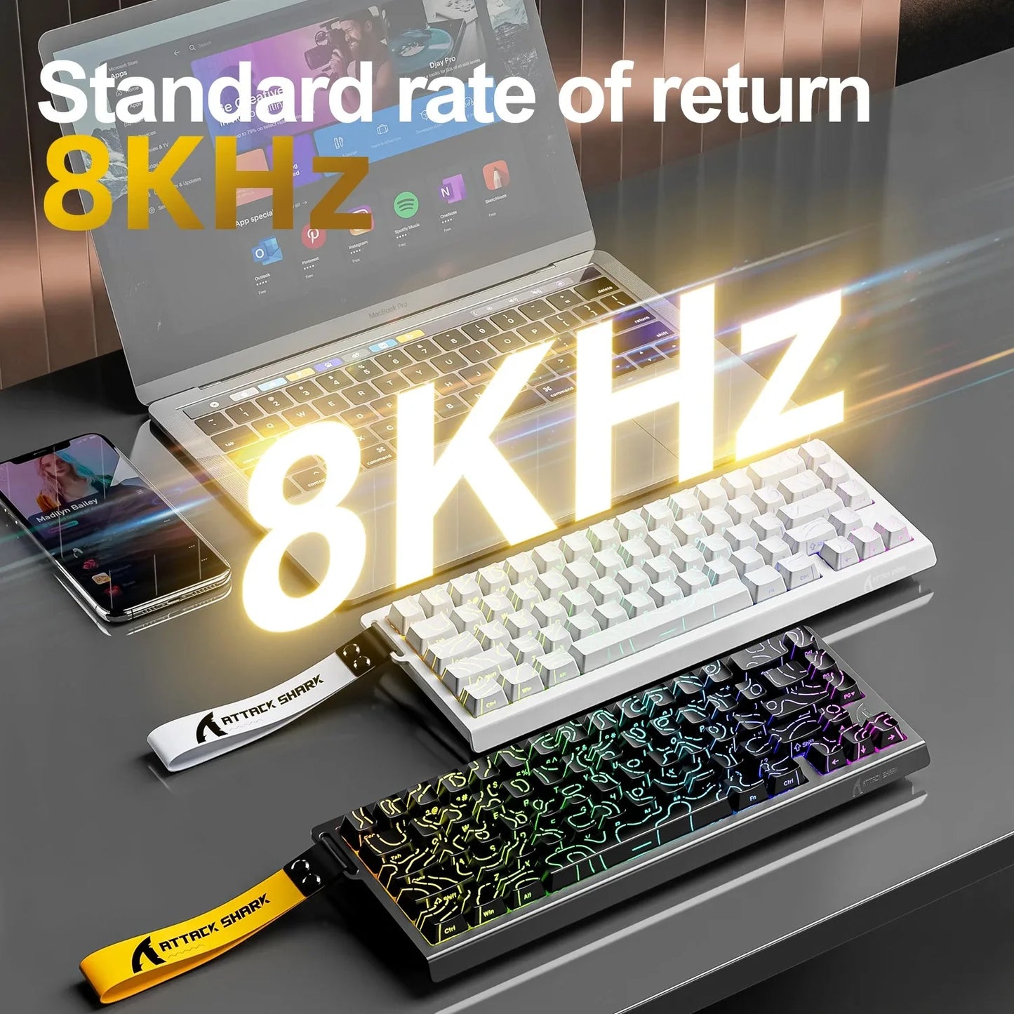 Attack Shark X68 He Gaming Keyboard Magnetic Mechanical Wired for Pro Gaming 0.01mm Rapid Trigg 8000Hz 128K Rate