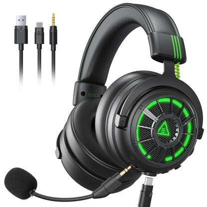 OneOdio EKSA StarEngine Pro Wired Gaming Headset 7.1 Surround Sound Headphones with ENC Mic, USB Type-C 3.5mm PC Gaming Headset for PS5 PS4 Xbox