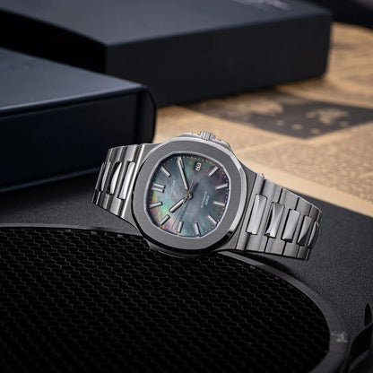 Reloj de hombre Sugess automático mecánico, movimiento Miyota 9015, esfera MOP, luminoso, resistente al agua 5bar, brazalete de lujo S466