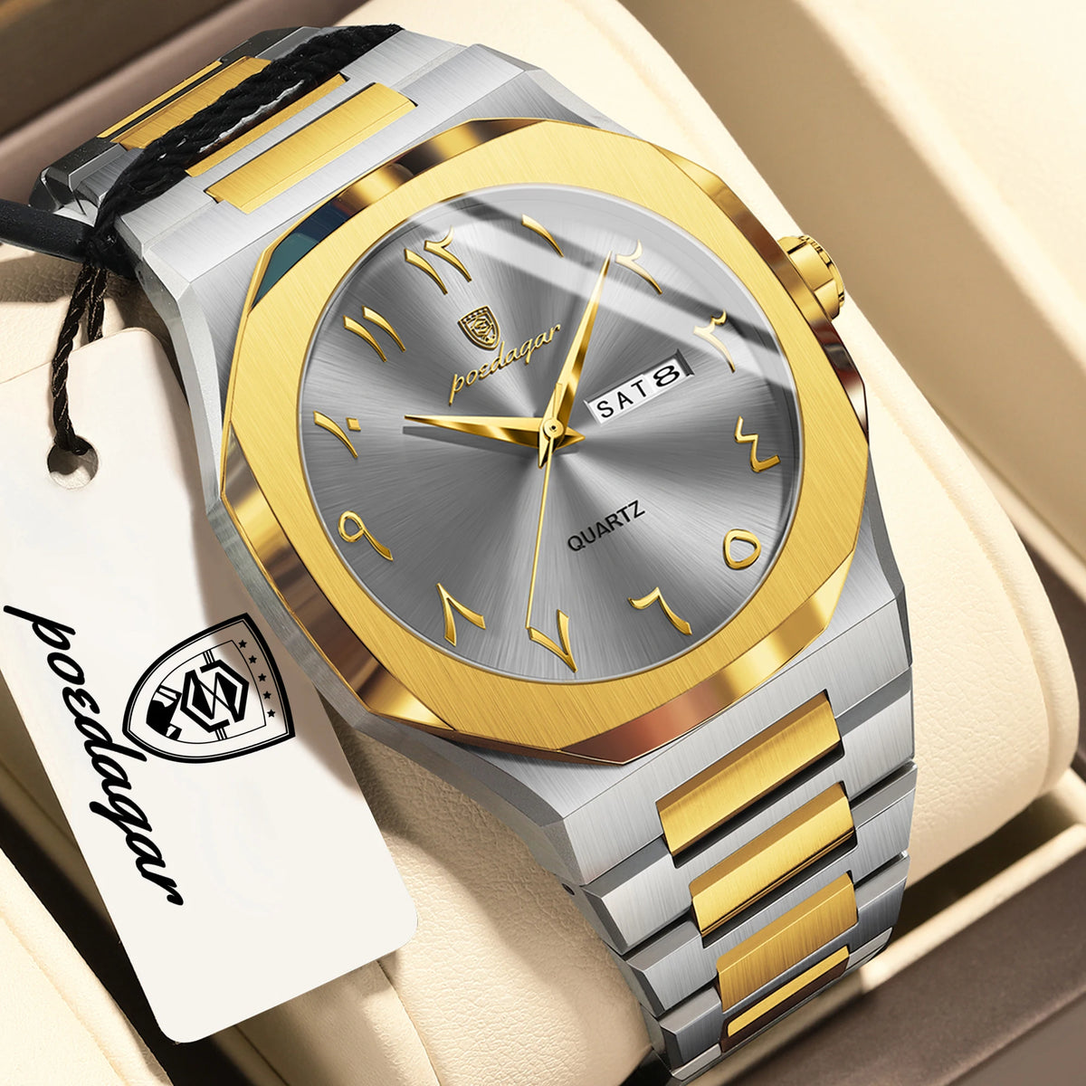 Reloj POEDAGAR de lujo para hombre, de cuarzo, resistente al agua, de acero inoxidable, reloj masculino con fecha y día de la semana, relojes de negocios para hombre, Reloj Hombre