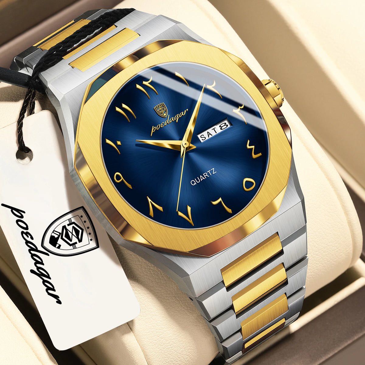 Reloj POEDAGAR de lujo para hombre, de cuarzo, resistente al agua, de acero inoxidable, reloj masculino con fecha y día de la semana, relojes de negocios para hombre, Reloj Hombre