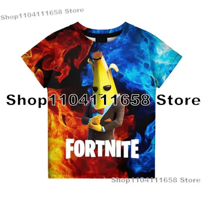 Banana Peely -T-paita, naisten T-paita, lasten F-Fortnite T-paita, 3D-painettu miesten Battle Royale -pelipaita, kesätoppi, syntymäpäivälahja