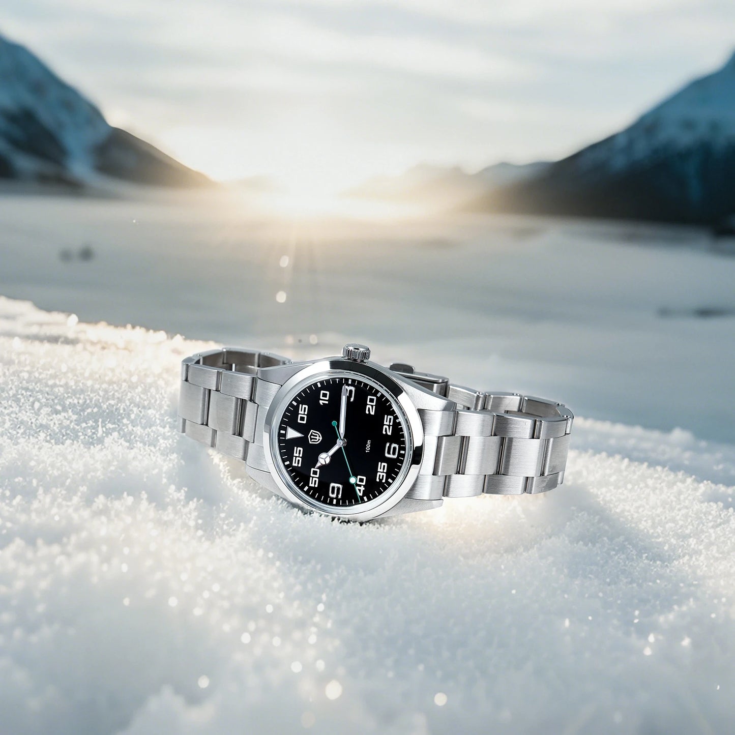 Relógio Watchdives WD1016 V3 37mm com movimento VH31 Sweep em aço inoxidável, safira de luxo, impermeável 100m, relógio para homem com caixa de oferta