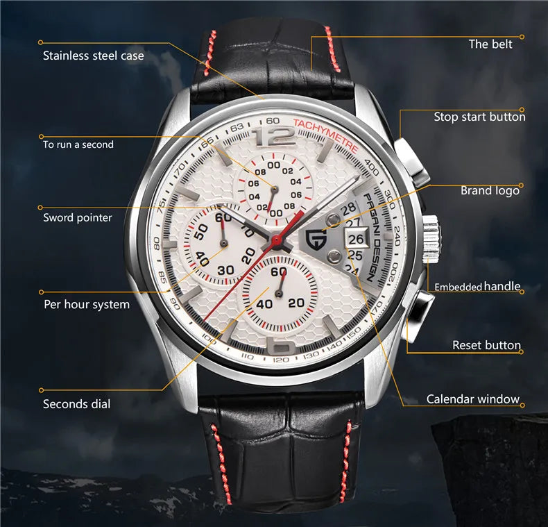 PAGANI DESIGN Chronograph-Stoppuhr für Herren, Quarz, Multifunktion, Militär-Pilotenstil, Relógios Masculino, Reloj Hombre, Montre Homme