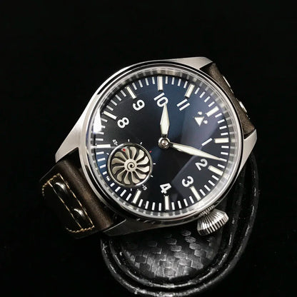 Hruodland 2025 Novo Relógio Mecânico para Homem Seagull ST3620 Piloto Retro 43MM BGW-9 Luminoso Cristal de Safira Turbina Relógio de Homem