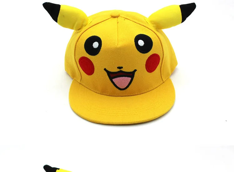 Cartoon Pikachu Cosplay Baseball Hat with Ears Cute Pokemon Baseball Cap for Adults Kids Costume Party Gift