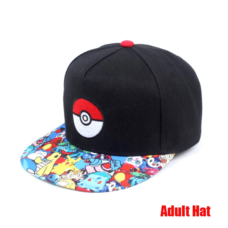 Pokemon Baseball Cap Pikachu Hat Pokemon Cosplay Hip Hop Cap for Girl Boy Children kids Anime Figures Toy Gift Cartoon Hat