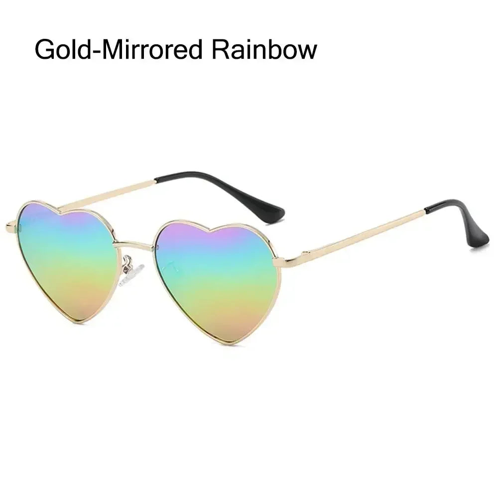 Heart-Shaped Sunglasses Heart Sun Glasses Shades Vintage 90s Glasses UV400 Protection Metal Frame Sunglasses Fancy Accessories