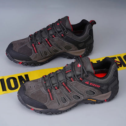 HIKEUP Hiking Shoes Mens Winter Climbing Trekking Sneakers for Men Leather Breathable Outdoor Anti-skid Sports Work Man Shoes