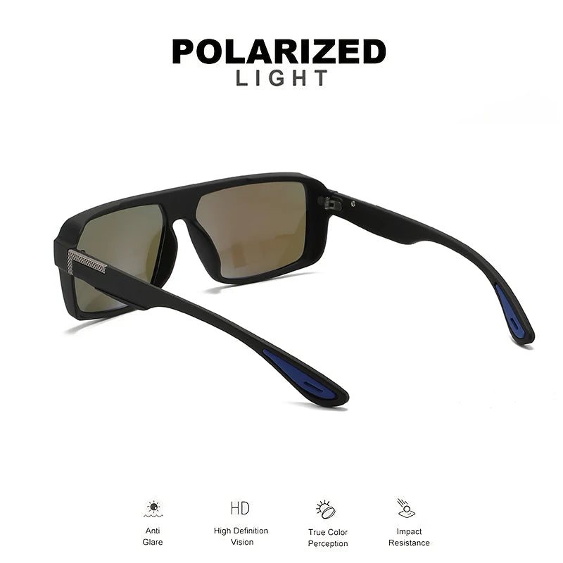 Classic Retro Punk Polarized Square Sunglasses - UV400 Unisex for Daily Casual, Outdoor Sports, Fishing & Driving