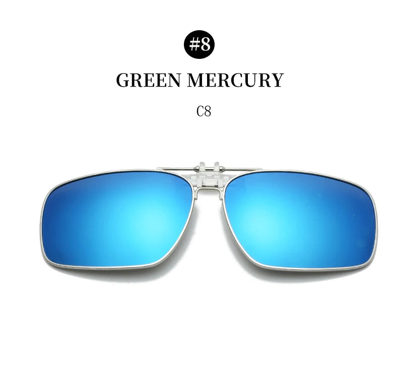 REXXAR Mens Metal Clip on Sunglasses Polarized Eyeglasses UV400 Women Square Night Vision Driving Sun Glasses